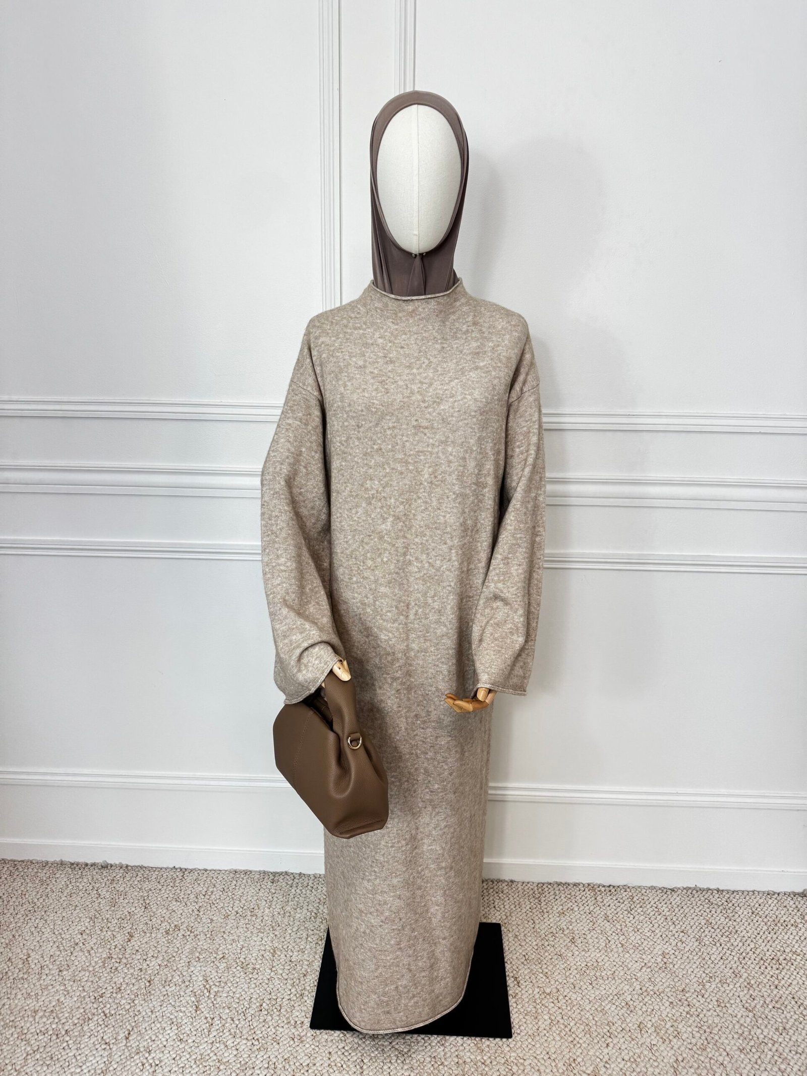 Abaya col montant - Beige