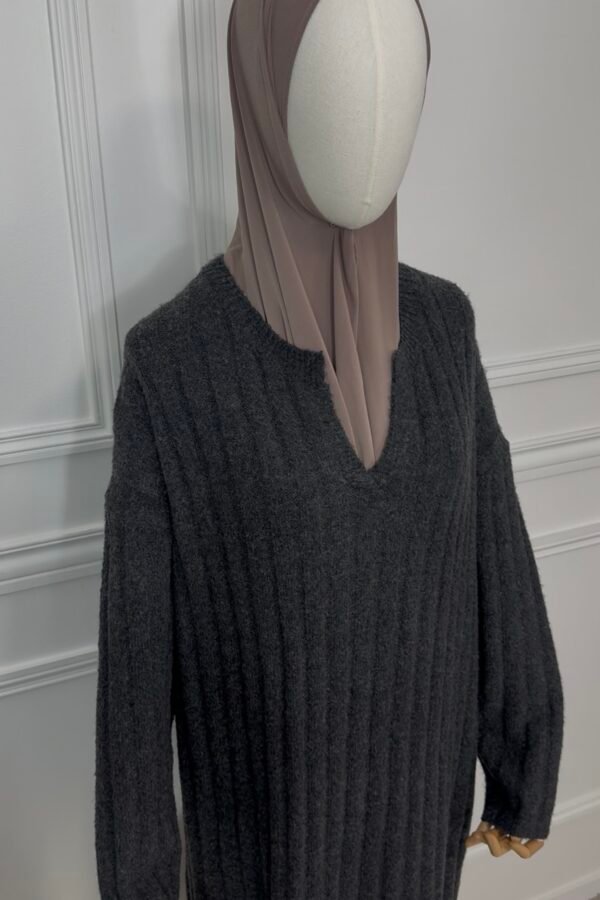 Abaya maille à rayures – Anthracite 