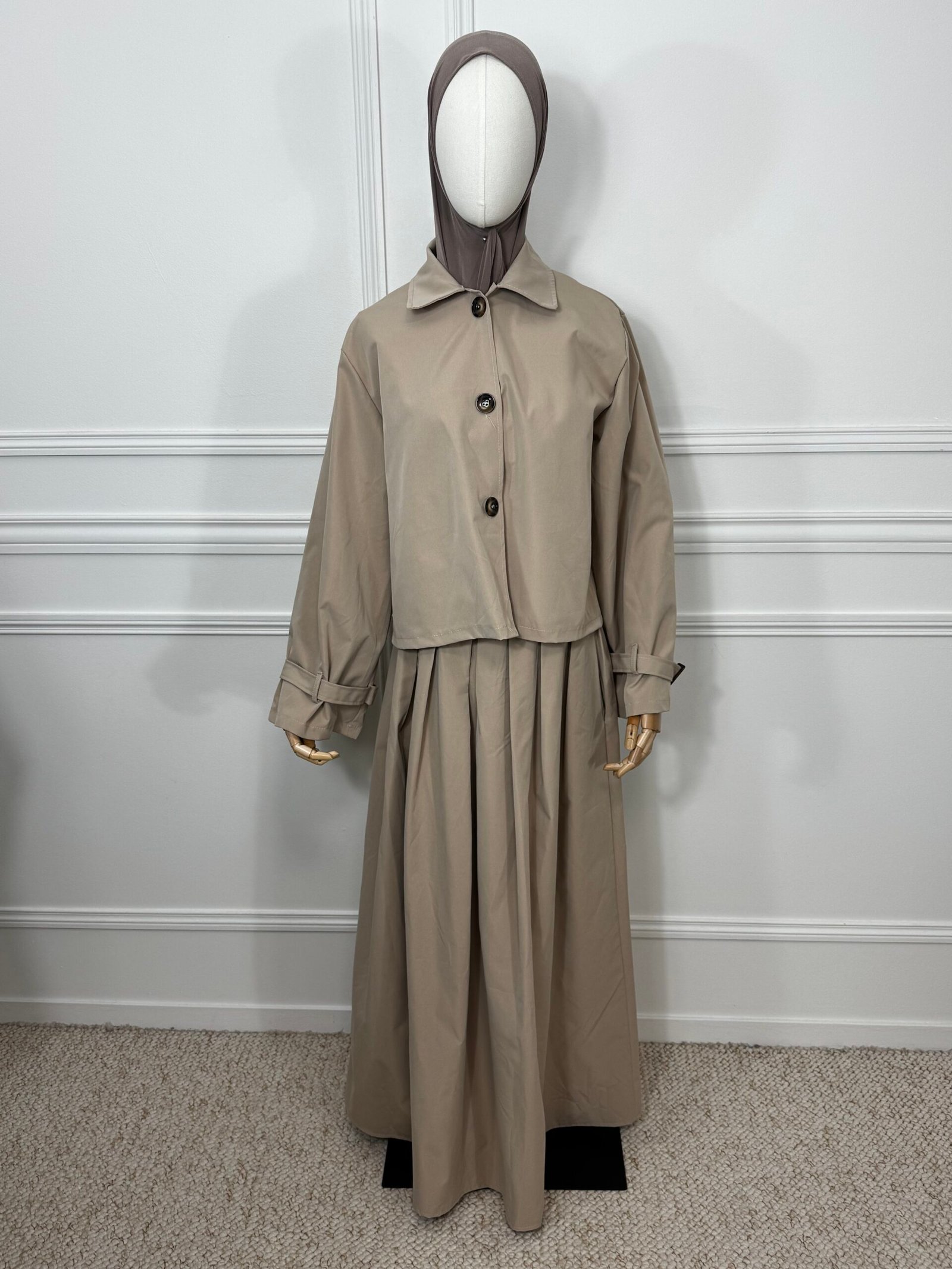 Ensemble Parka Jupe - Beige – Image 2