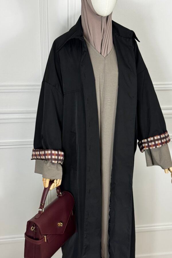 Parka à carreaux – noir