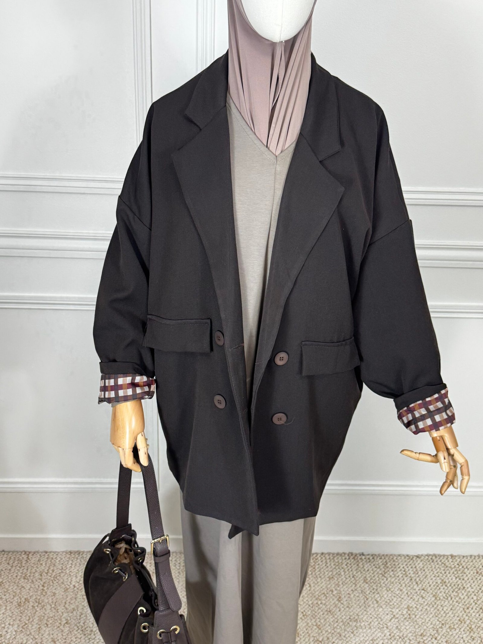 Blazer à carreaux - marron