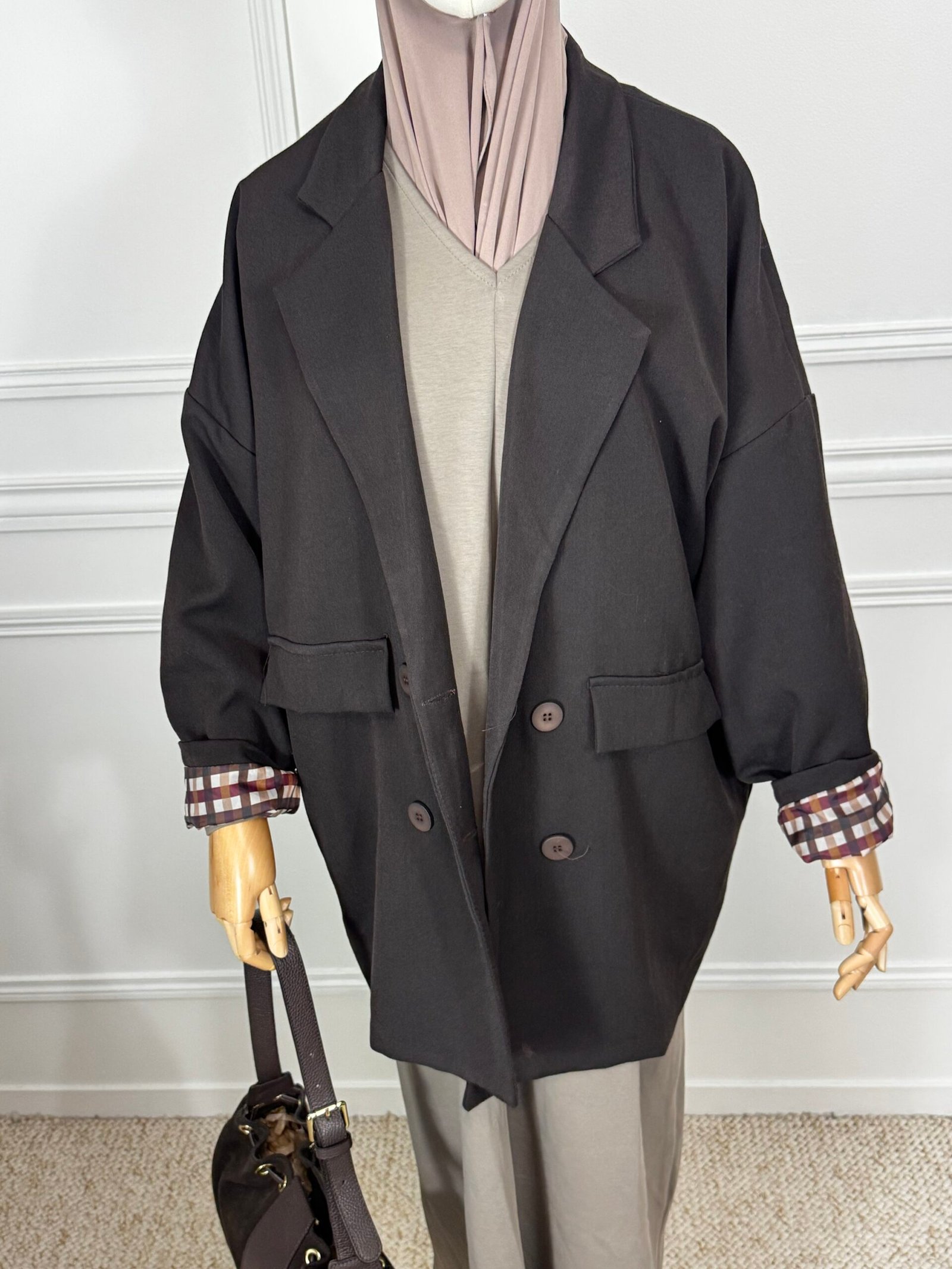 Blazer à carreaux - marron – Image 3