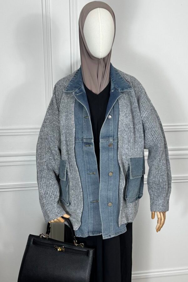 Veste bi-matière – grise