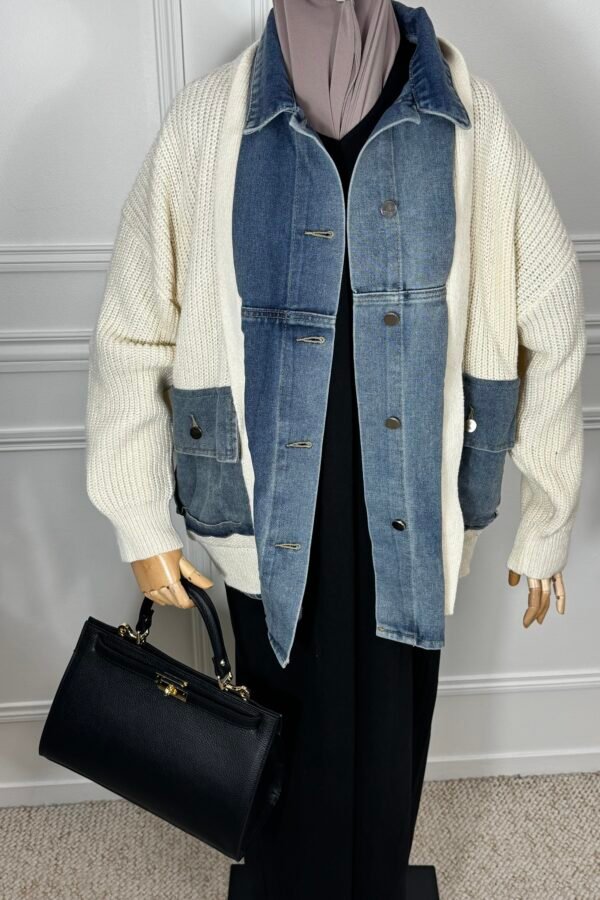 Veste bi-matière – crème