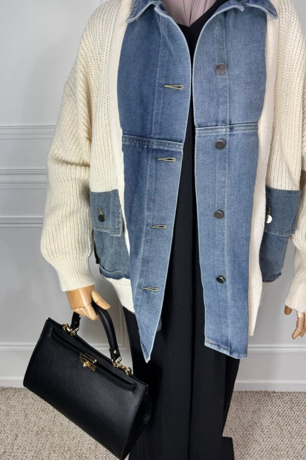 Veste bi-matière – crème